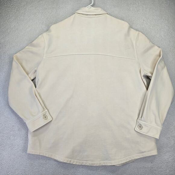Good American Fleece Shacket Womens L/XL 3/4 Bone Casual Button Down Long Sleeve - Picture 7 of 14